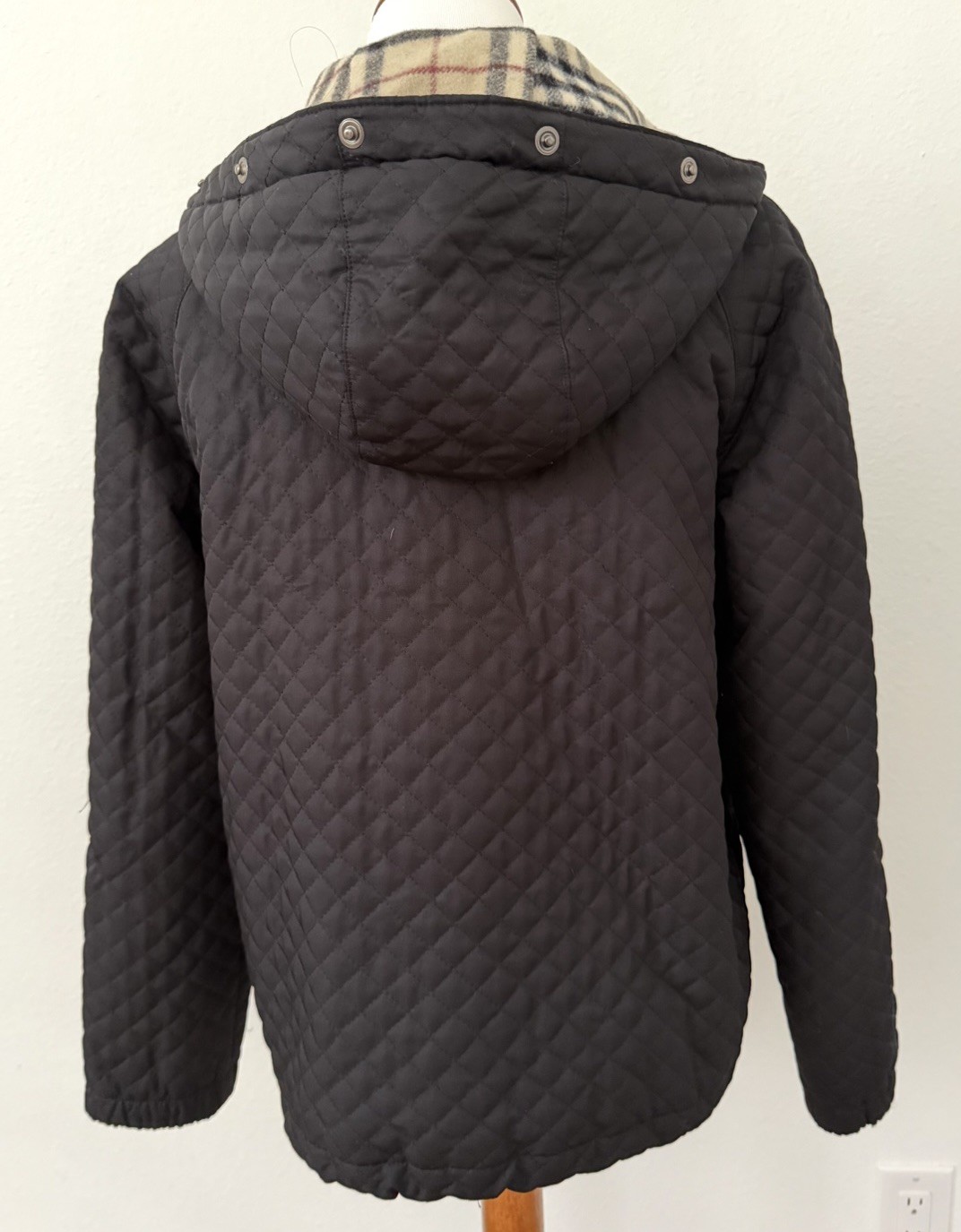 Burberry London Women Black Diamond Quilted Hooded Jacket Wool Nova Lining Small image 5