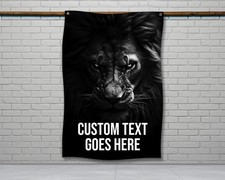 Lion Motivational Gym Flag - Weightlifting Wall Decor for Home Garage Gym