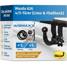 ANHÄNGERKUPPLUNG abnehmbar für Mazda 626 97-99 +7polig E-Satz ABE