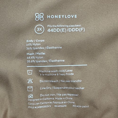 Sujetador Honeylove Mujer 3X 44E/F Sand Crossover Inalámbrico Cómodo Convertible Elástico - Imagen 6 de 8