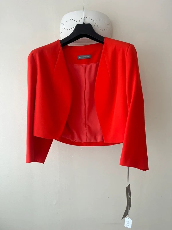 Mujer Michaela Louisa Rojo Recortado Ocasión Chaqueta Bolero Reino Unido 16 Boda Formal