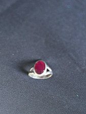 Silver RED RUBY Ring Size 10.5