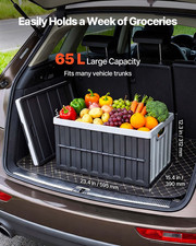 65L Collapsible Storage Bins w/ Lids 3 Pack Stackable Folding Crates Handles
