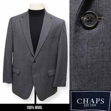 CHAPS mens solid gray 100 WOOL two button sport coat suit jacket blazer 44 R