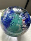 Vintage 1990s Murano Style Paperweight — Multicolor Spots Art Glass, Home Decor