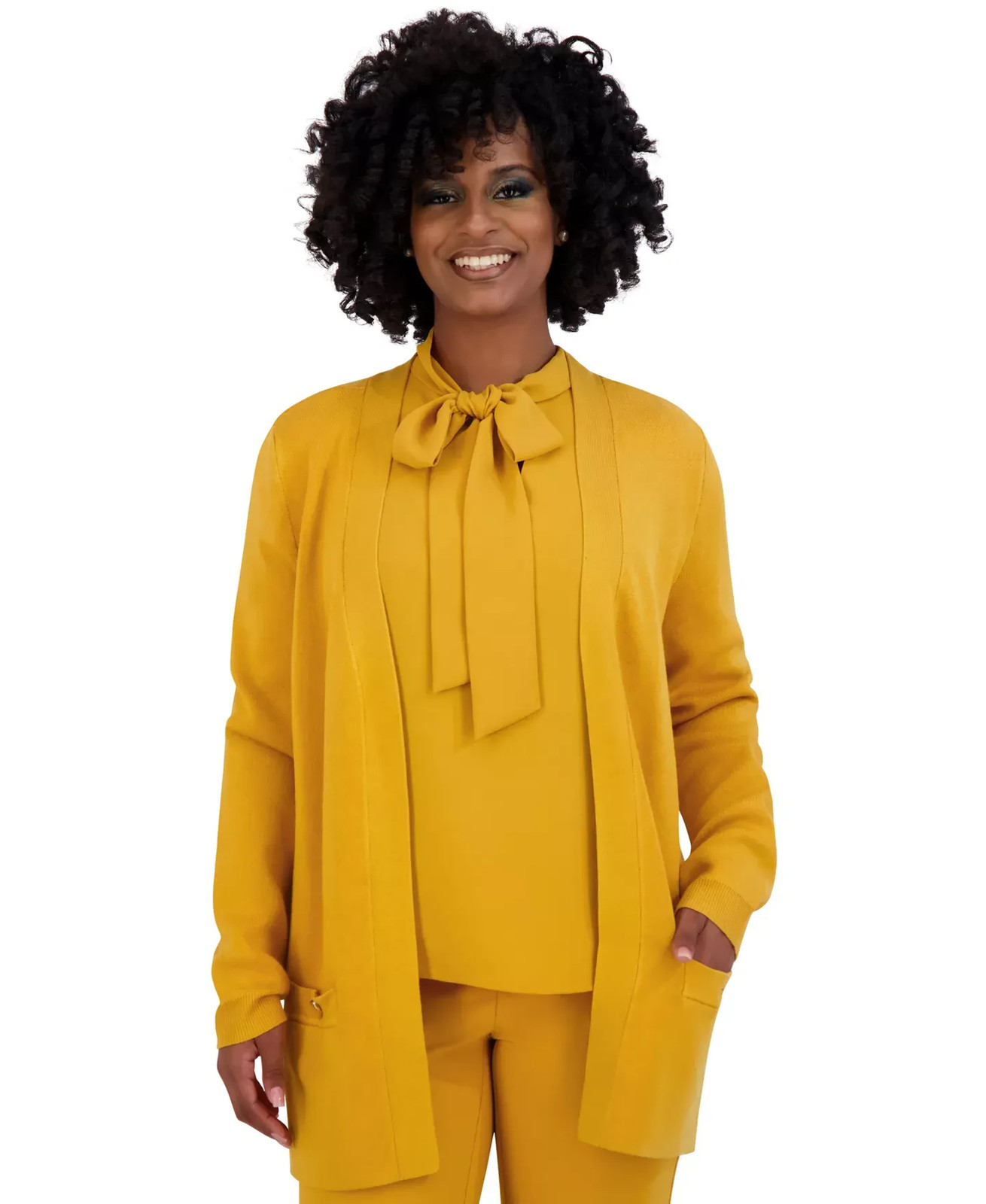 Kasper Women's Top Sweater Sz XS Open-Front Long-Sleeve Cardigan