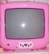 Disney Pink Vintage CRT Television Retro TV Classic Collectible Works  
