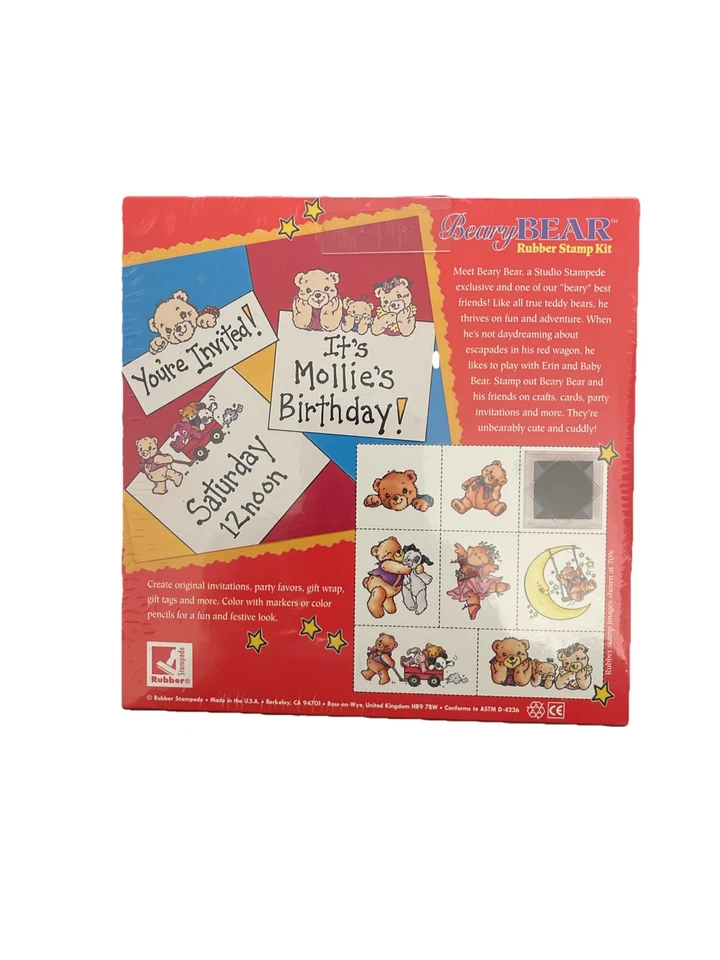 Набор резиновых штампов Beary Bear No951.61-7 марок, наклеек и чернильниц в комплекте. Новый - Изображение 2 из 2