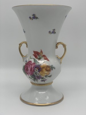 Vase Edelstein (Bavaria), Handarbeit + Golddekor, H ~21cm