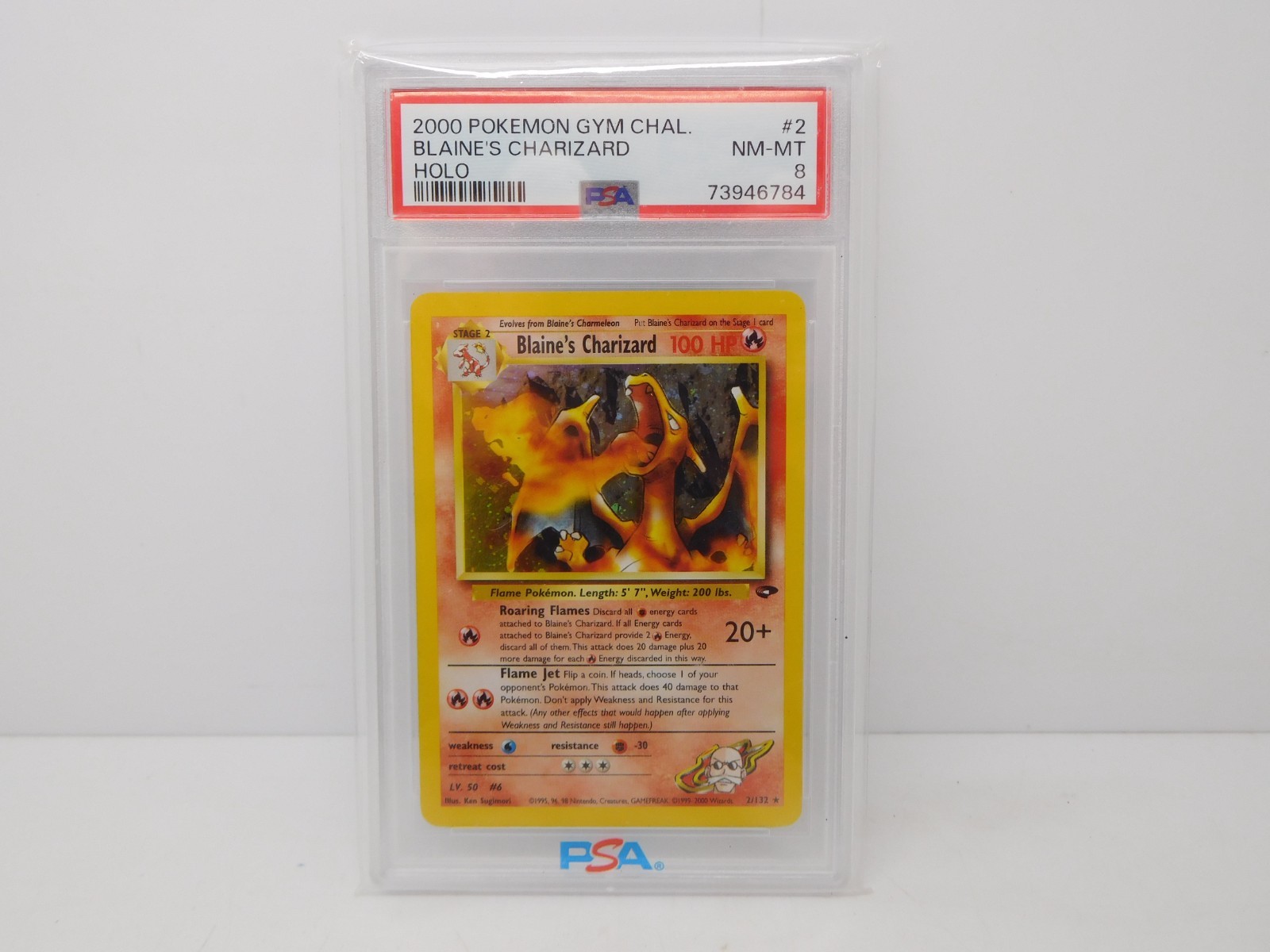 2000 Pokemon Gym Challenge Blaine's Charizard card 2/132 PSA 8 NM-MT