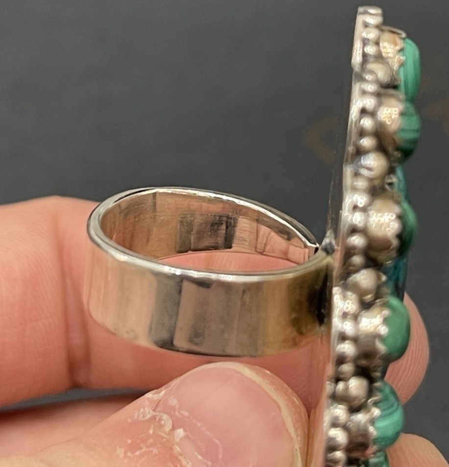Malachite Cluster Ring Sterling Silver Center Sto… - image 12