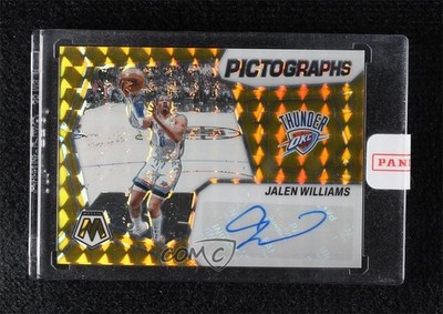2023 Panini Mosaic Pictographs Gold Prizm 8/10 Jalen Williams #PM-WIL Auto 16wc