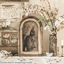 Wall Art Rustic Farmhouse Decor Easter Bunny Wall Hanging Interior FI