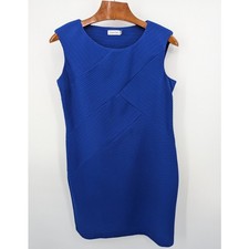 Calvin Klein Royal Blue Textured Sheath Dress Size 14 Timeless Classic Staple