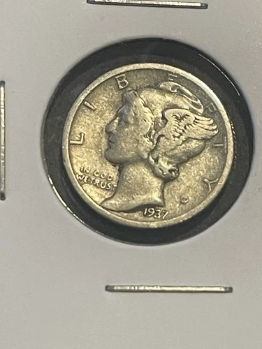 1937 S  Mercury Dime circulated 90% Silver Fine F to Very Fine VF X2762