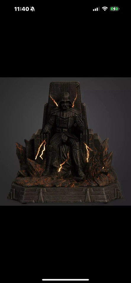 Disney Store Darth Vader On Throne Bronze Finish Statue Light Up - Image 2 of 4