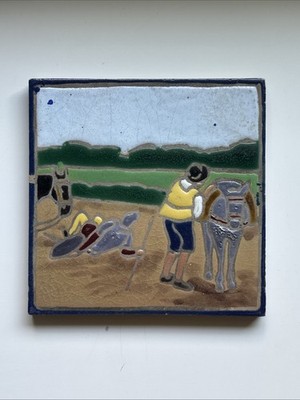 Antique Original Mensaque Rodriguez Sevilla Spain Ceramic Tile 5.5  Square #221