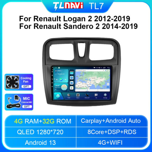Pour économies Renault Logan 2 Sandero 2 Symbole Autoradio CarPlay Lecteur Vidéo GPS Écran