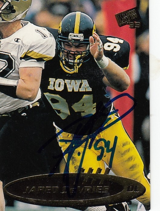 1999 Press Pass Iowa Hawkeyes Jared DeVries Rookie Signed Autograph IP Card