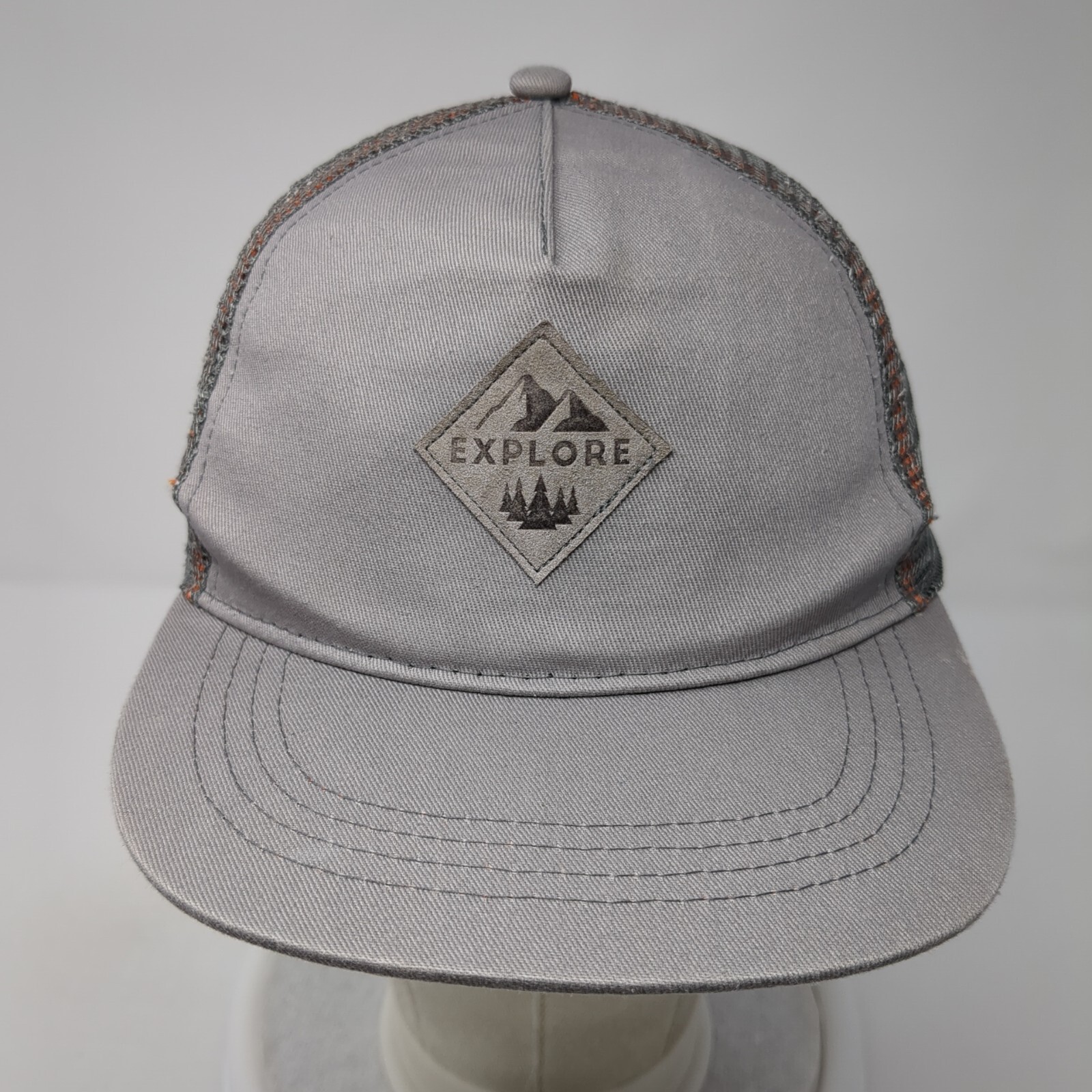Explore Patch Snapback Mesh Back Trucker Hat Gray… - image 2