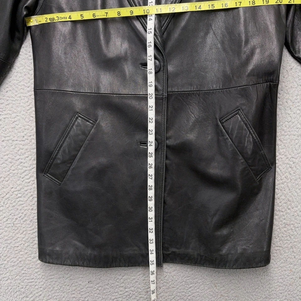 Chaqueta de cuero J Ferrar para mujer grande marrón botón delantero longitud media suave vintage Foto 4 de 4