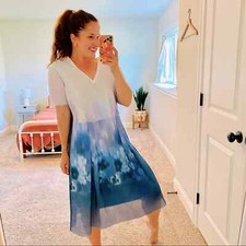 Elie Tahari White Blue Mesh Holographic MIDI Dress 14