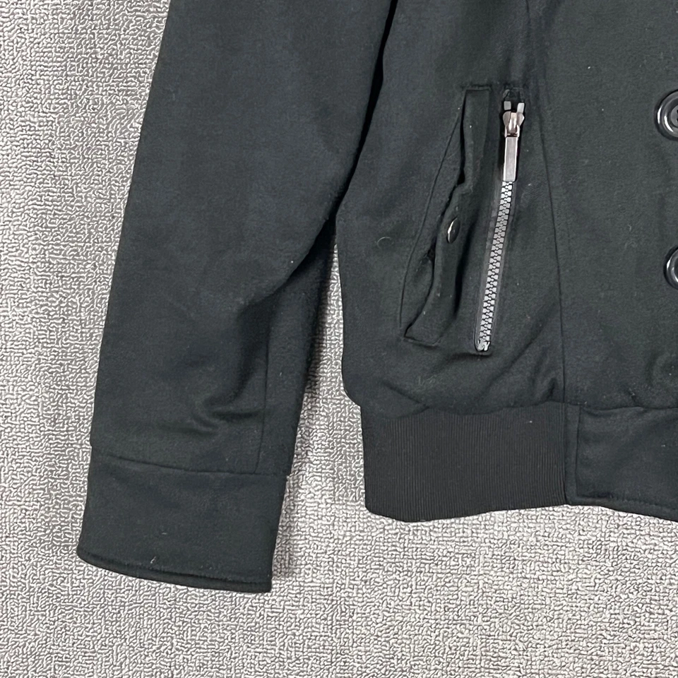 Yoki Hooded Big Button Double Breasted Black Jacket Womens Large L - Image 4 of 4