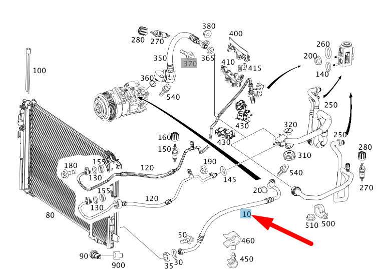 MERCEDES-BENZ C W204 AMG Compressor To Condenser Piping A2048301915
