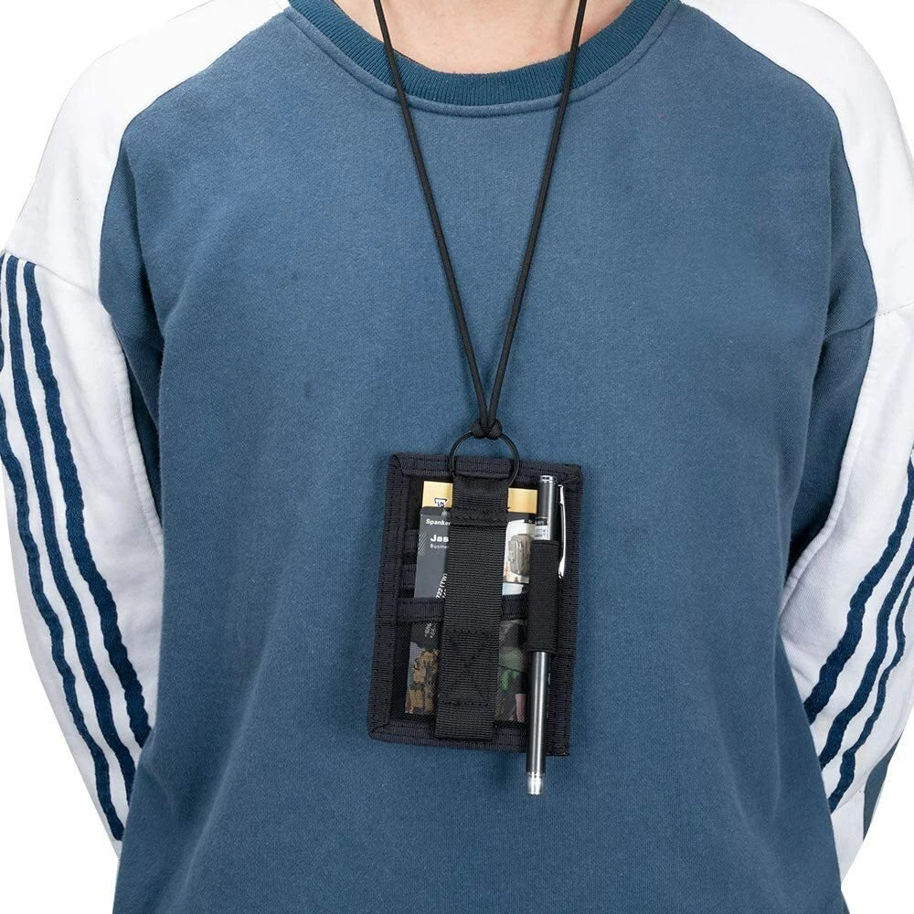 2PC Tactical ID Card Holders Hook&Loop Patch Badge Organizers - Neck Lanyard HOT