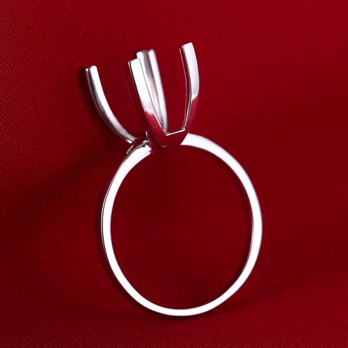 Sterling Silver 925 Prong Setting Cushion Cut 13x10mm Generous Engagement Ring - Picture 7 of 11