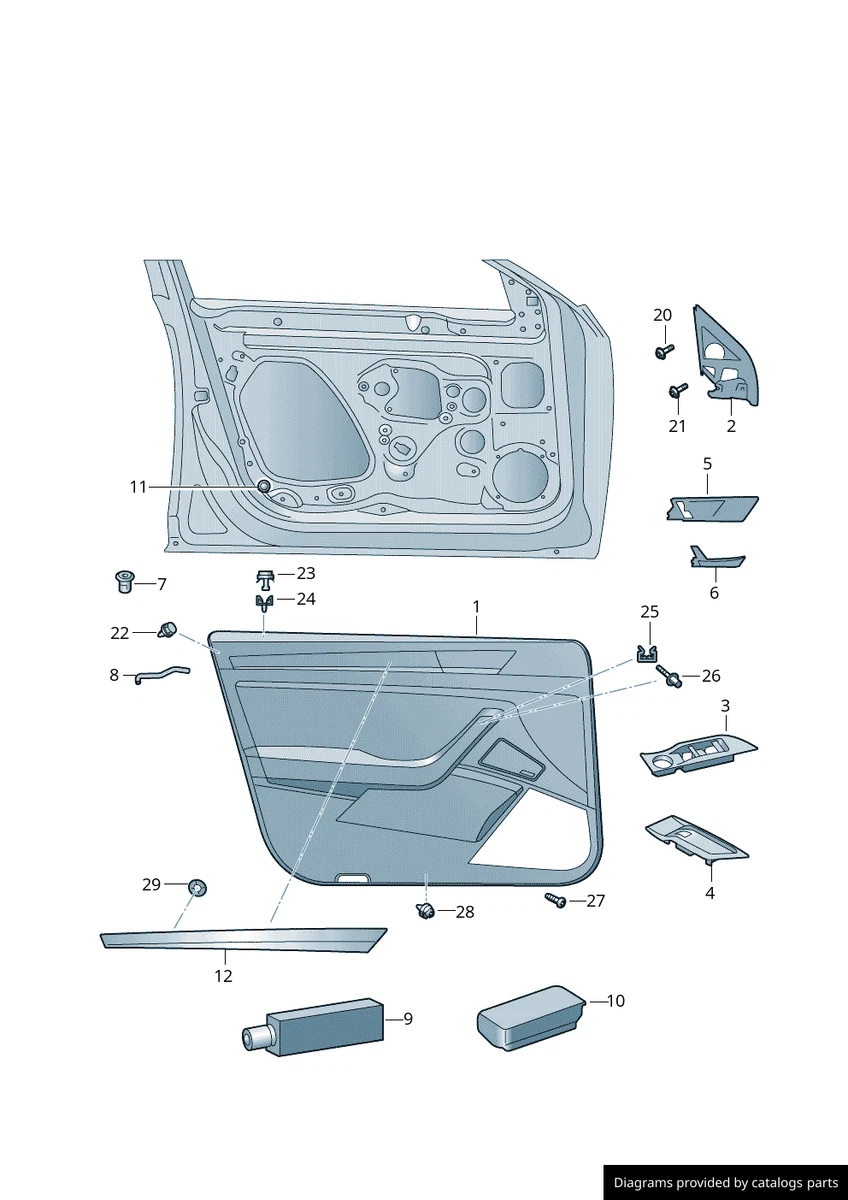 GENUINE OEM SKODA SUPERB RIGHT FRONT DOOR INNER TRIM MIRROR COVER 