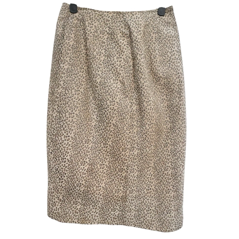 Falda midi larga vintage con estampado de leopardo CHIA 100 % cuero corte lápiz talla 6 Foto 2 de 4