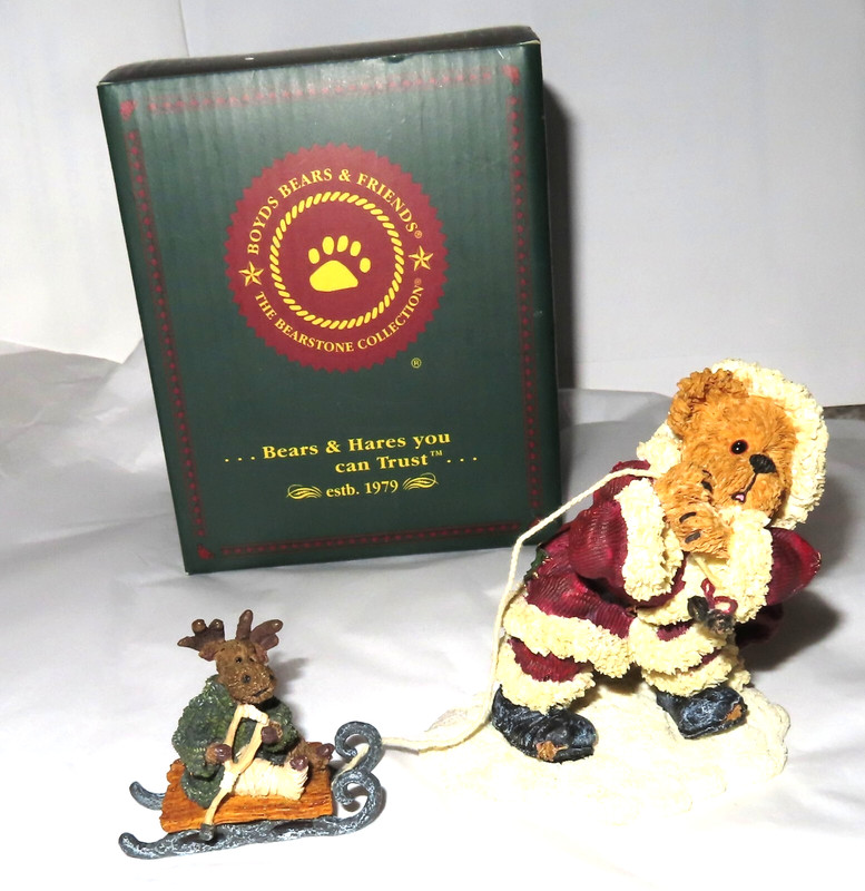 Boyds Bears Bearstone S. C. Kringlebear and Lil' Blitzen Crash Landing 1E/44
