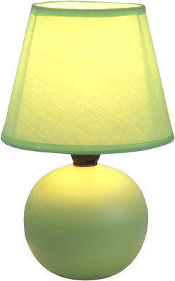 LT2008-GRN Mini Ceramic Globe Matching Fabric Shade Table Lamp, Green
