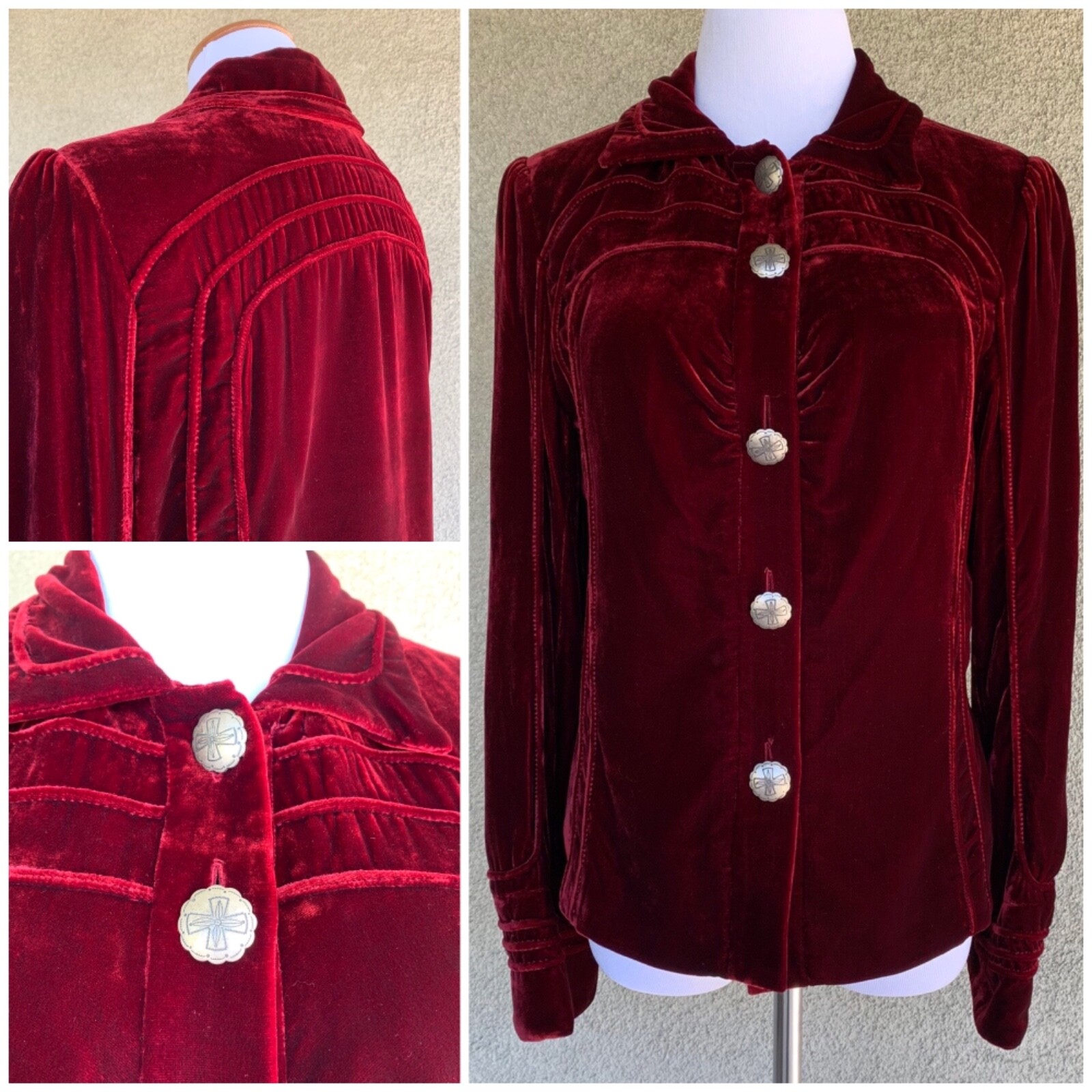 “Double D Ranch” Red Wine Velvet Jacket Exquisite Siz… Gem