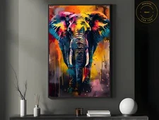 Elephant Pop Art Canvas Poster Large Pop Art Wall Art Elephant Poster 33