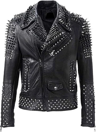 studded leather jacket products for sale | eBay