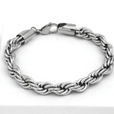 Men's 8.5" Stainless Steel Silver 8mm Rope chain,Bracelet High Polish Box