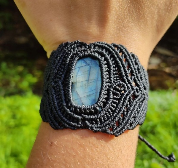 Pulsera Labradorita Brasil Macramé