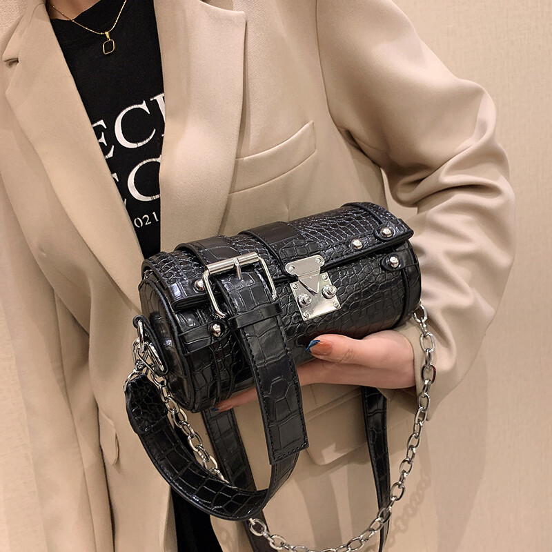 Crossbody Bags High Quality Cylinder Handbag and Purses Women Chain Shoulder Bag-image