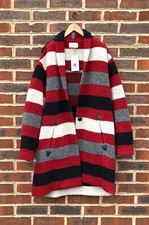 Isabel Marant Étoile Gabrie Striped Blanket Bouclé Wool Coat Uk16 Eu44 A294
