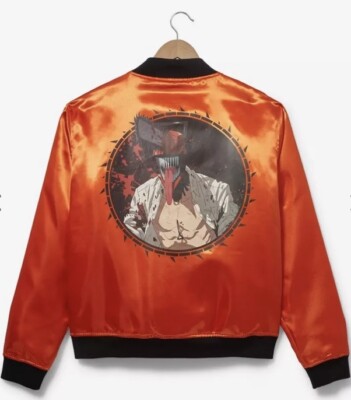Chainsaw Man Denji Orange Button Up Bomber Jacket X-Small NWT