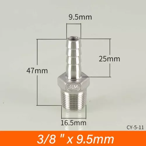 Stainless Male Thread Pipe Fitting x Barb Hose Tail Connector BSP 1/8" to 4" - Bild 17 von 86