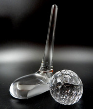 VINTAGE CRYSTAL GOLF CLUB AND GOLF BALL DESK PAPERWEIGHT FIGURINE SET