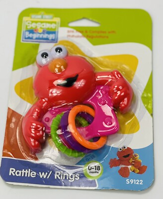Elmo Baby Sesame Street Beginnings Rattle with Rings 0-18 Months Sealed ...