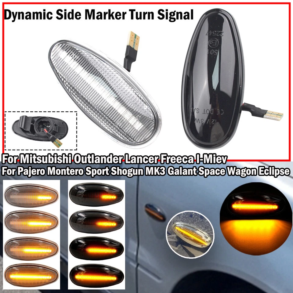 For Mitsubishi Outlander Lancer Eclipse Galant LED Dynamic Side Marker Light — 第 4/4 张图片