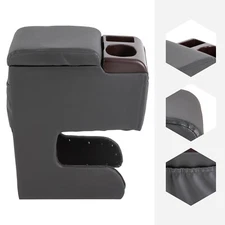 Universal Car Armrest Storage Box PU Leather Arm Rest Center Console Black New