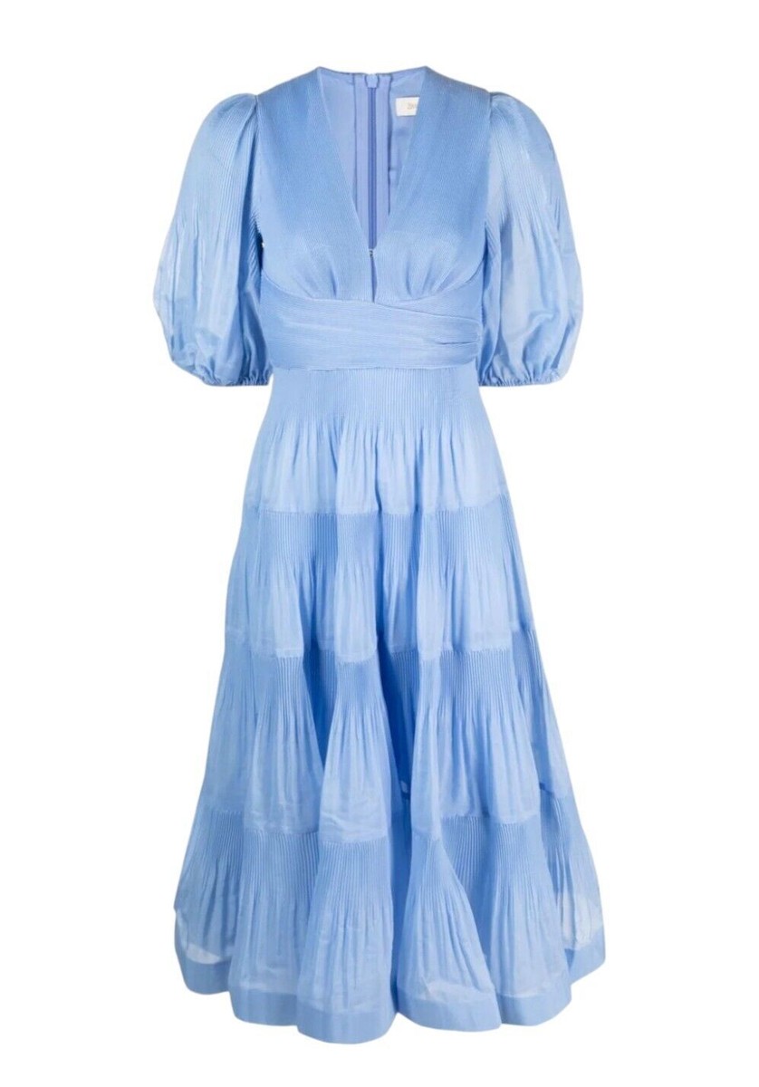 Zimmermann Pleated Midi Dress |Plisse, Baby Blue, Jacaranda