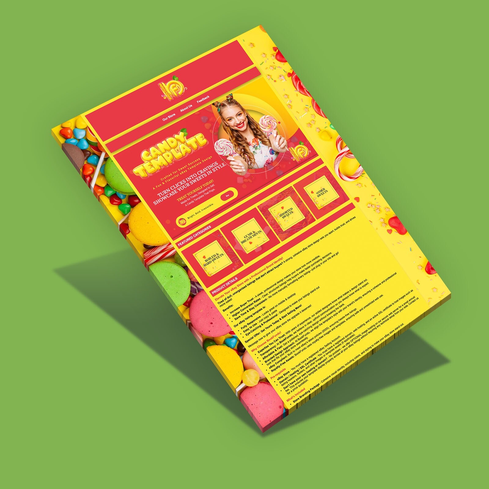 Bright Candy eBay Listing Auction Template – Perfect for Confectionery Sellers