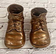Vintage 1939 Bronze / Copper Baby Toddler Shoes 958 Engraved Kathleen 8-7-39